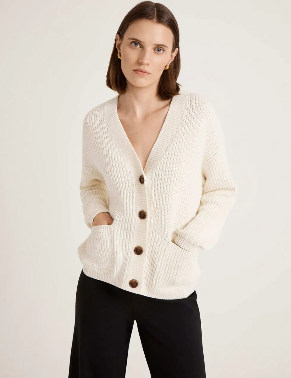 Pure Cotton V-Neck Button Front Cardigan