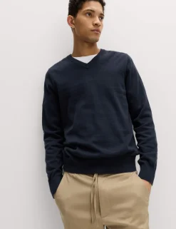 Pure Cotton V-Neck Jumper