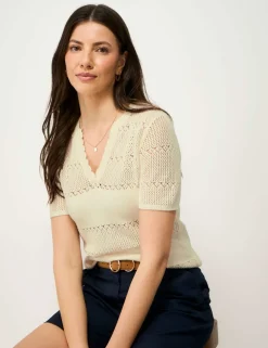 Pure Cotton V-Neck Knitted T-Shirt