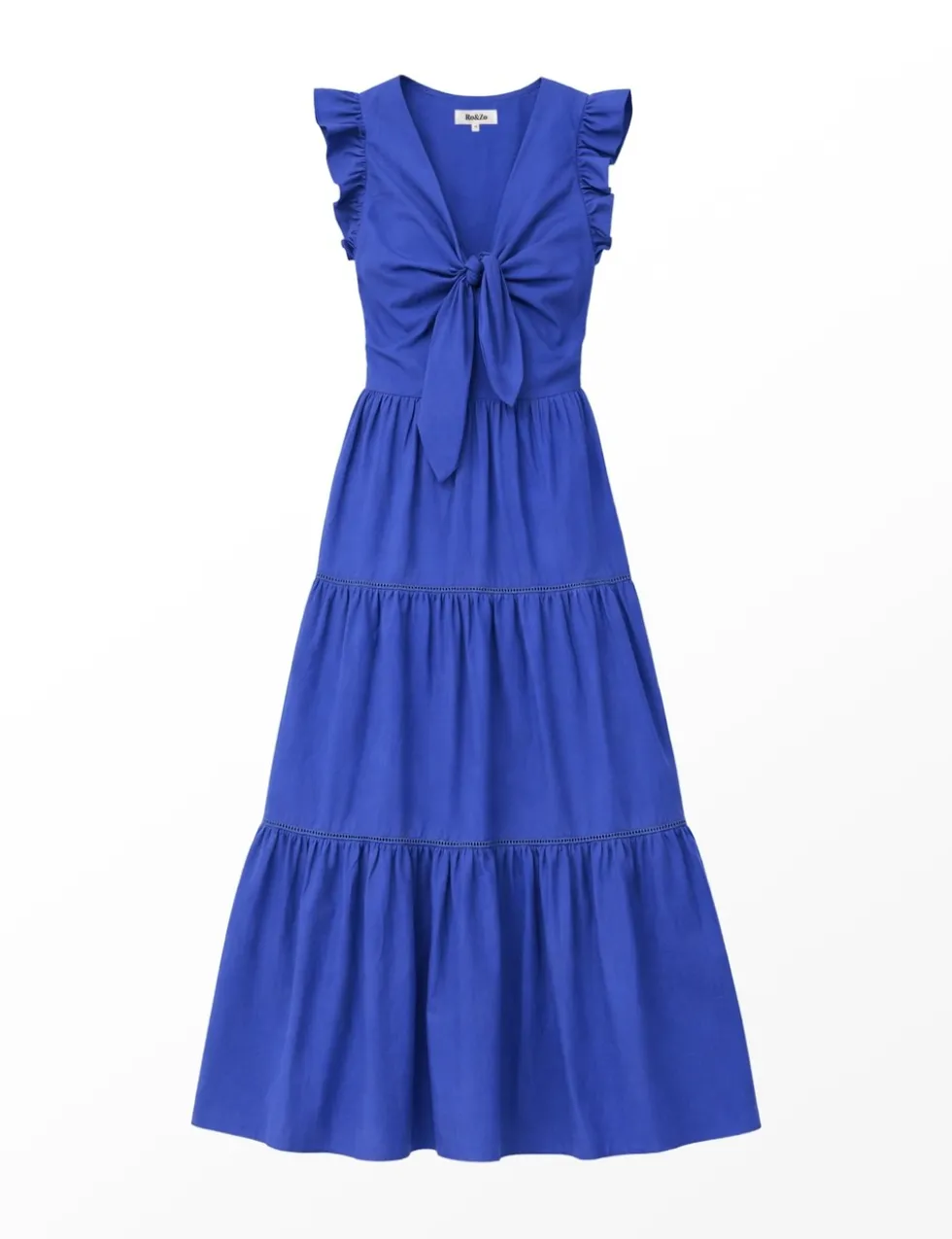 Pure Cotton V-Neck Midaxi Tiered Dress