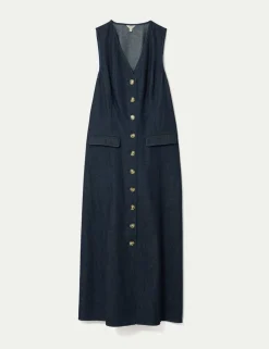 Pure Cotton V-Neck Midi Tea Dress