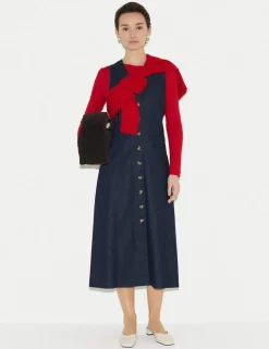 Pure Cotton V-Neck Midi Tea Dress