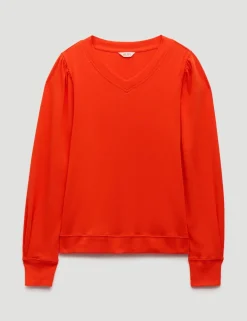 Pure Cotton V-Neck Puff Sleeve Top