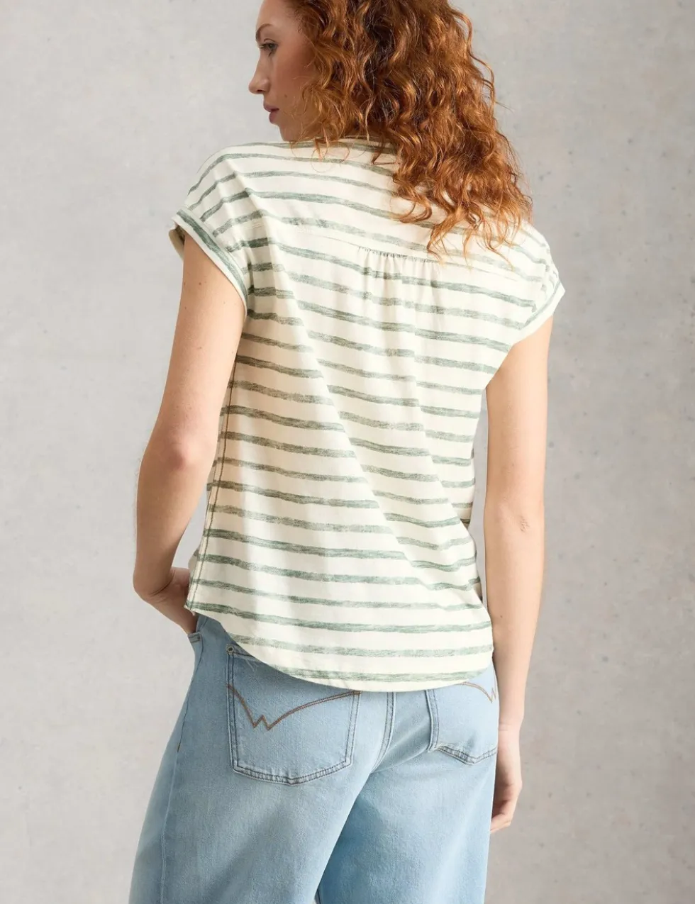 Pure Cotton V-Neck Striped Shirt