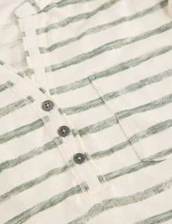 Pure Cotton V-Neck Striped Shirt