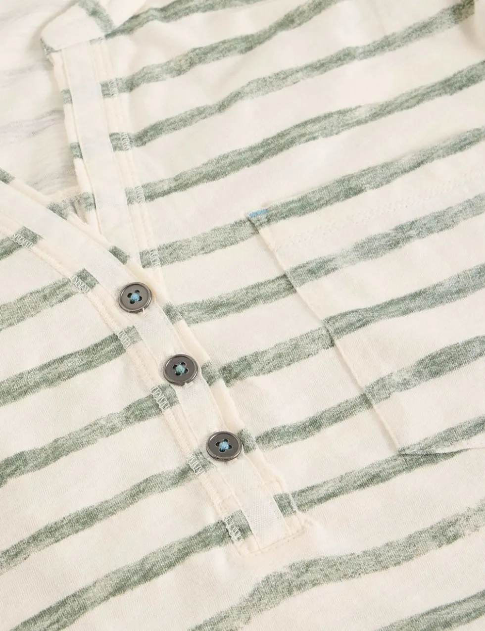 Pure Cotton V-Neck Striped Shirt