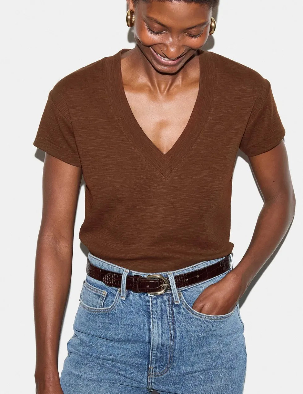 Pure Cotton V-Neck T-Shirt