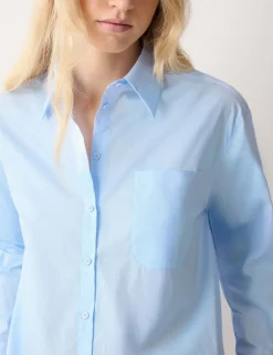 Pure Cotton Voile Collared Relaxed Shirt