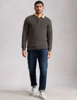 Pure Cotton Waffle Henley Jumper