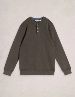 Pure Cotton Waffle Henley Jumper