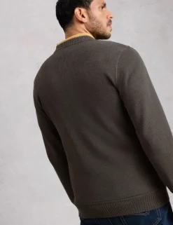 Pure Cotton Waffle Henley Jumper