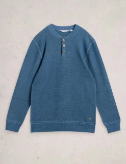 Pure Cotton Waffle Henley Jumper