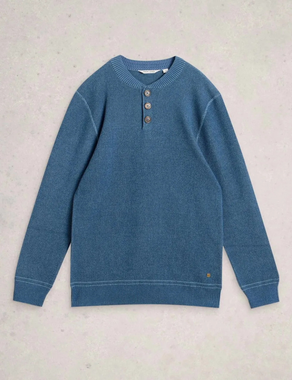 Pure Cotton Waffle Henley Jumper