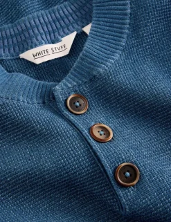 Pure Cotton Waffle Henley Jumper