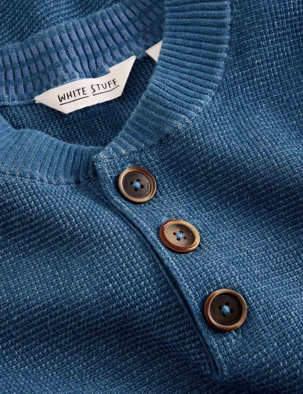 Pure Cotton Waffle Henley Jumper
