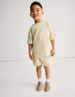 Pure Cotton Waffle T-Shirt and Shorts Set (2-8 Yrs)