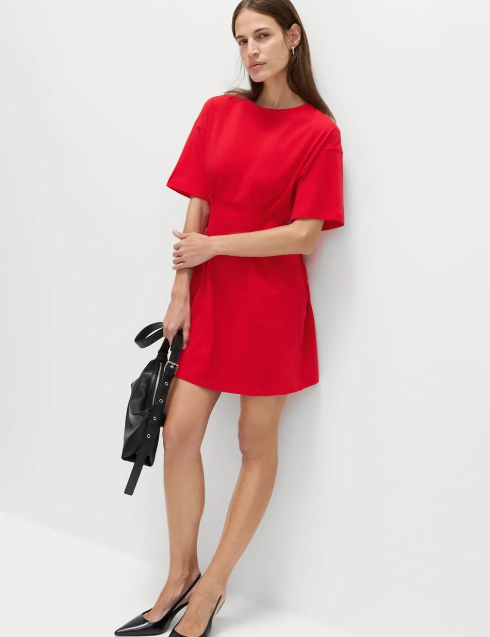 Pure Cotton Waisted Mini T-Shirt Dress