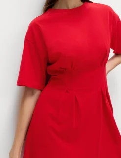 Pure Cotton Waisted Mini T-Shirt Dress