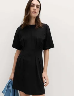 Pure Cotton Waisted Mini T-Shirt Dress