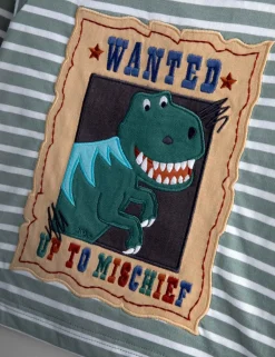 Pure Cotton Wanted Dino Applique Top (6 Mths - 7 Yrs)