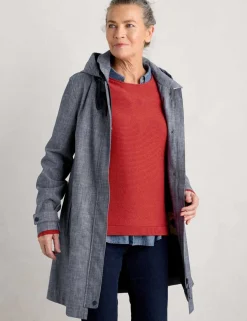 Pure Cotton Waterproof Hooded Longline Raincoat
