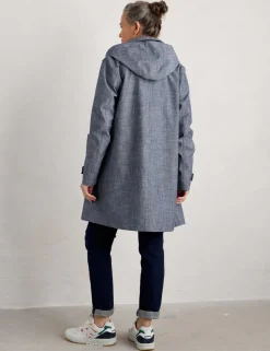 Pure Cotton Waterproof Hooded Longline Raincoat