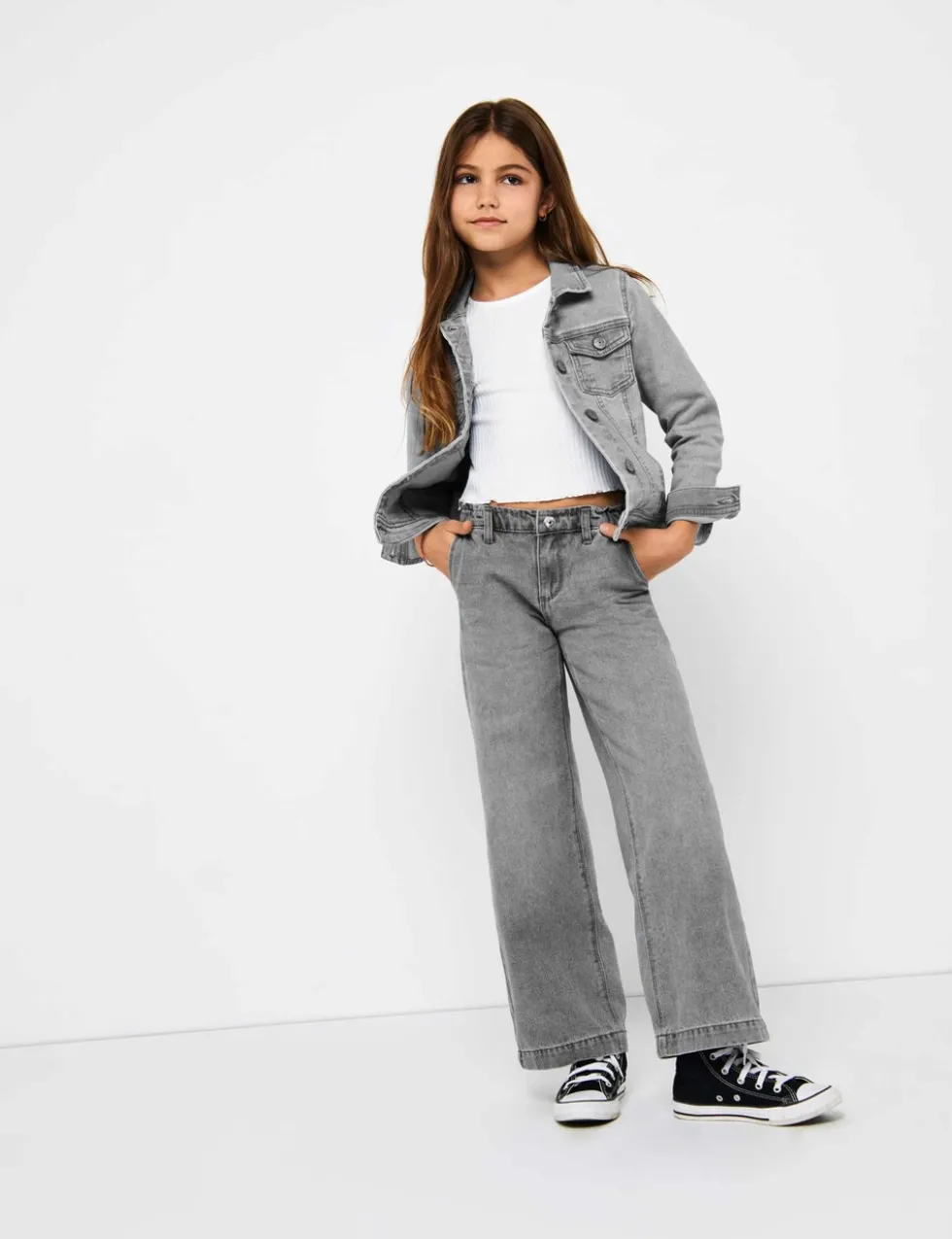 Pure Cotton Wide Leg Jeans (8-14 Yrs)