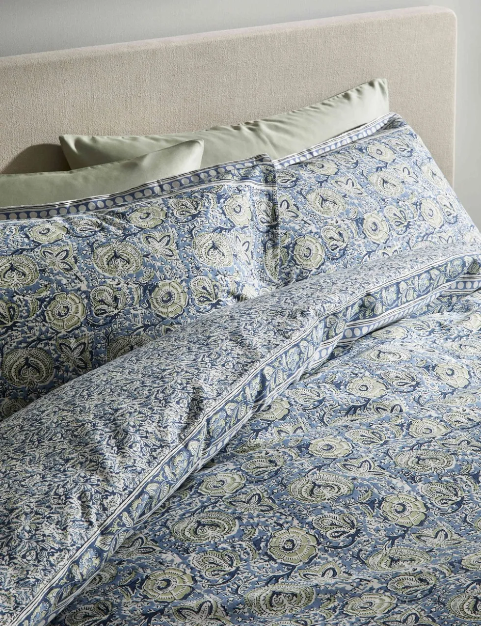 Pure Cotton Woodblock Floral Bedding Set