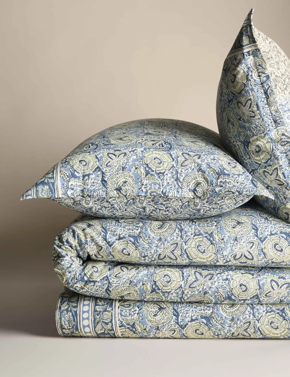 Pure Cotton Woodblock Floral Bedding Set