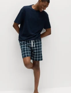 Pure Cotton Woven Checked Pyjama Shorts