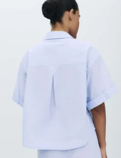 Pure Cotton Woven Stripe Collared Pyjama Top