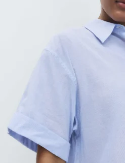 Pure Cotton Woven Stripe Collared Pyjama Top