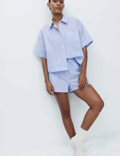 Pure Cotton Woven Striped Pyjama Shorts