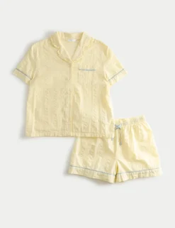 Pure Cotton Yellow Woven Short Pyjamas (6-16 Yrs)