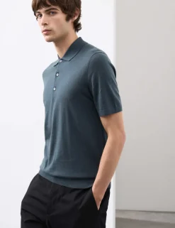 Pure Extra Fine Merino Wool Knitted Polo Shirt