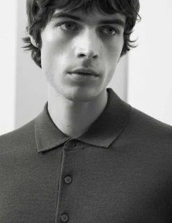 Pure Extra Fine Merino Wool Knitted Polo Shirt