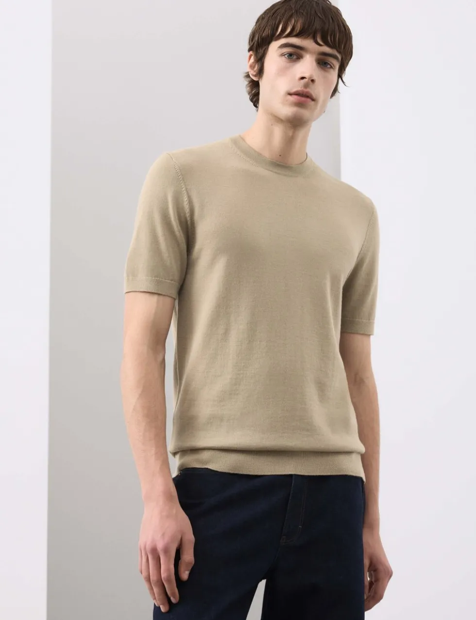 Pure Extra Fine Merino Wool Crew Neck T-Shirt