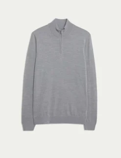 Pure Extra Fine Merino Wool Half Zip Jumper