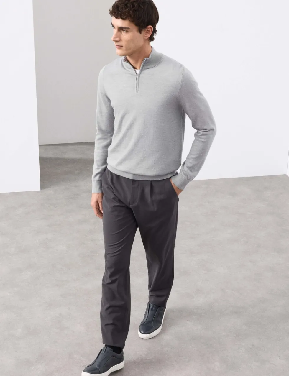 Pure Extra Fine Merino Wool Half Zip Jumper