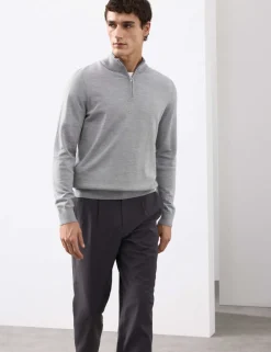Pure Extra Fine Merino Wool Half Zip Jumper