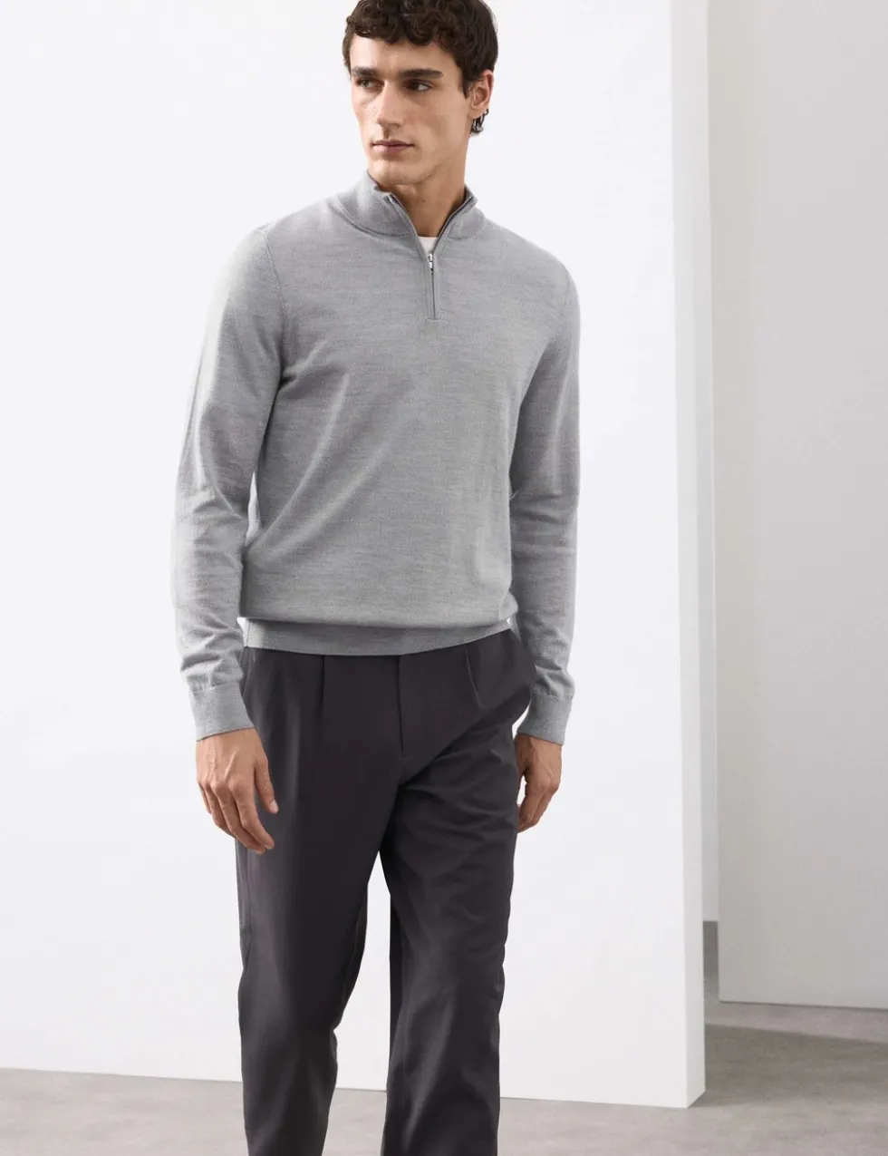 Pure Extra Fine Merino Wool Half Zip Jumper