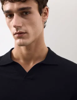 Pure Extra Fine Merino Wool Knitted Polo Shirt