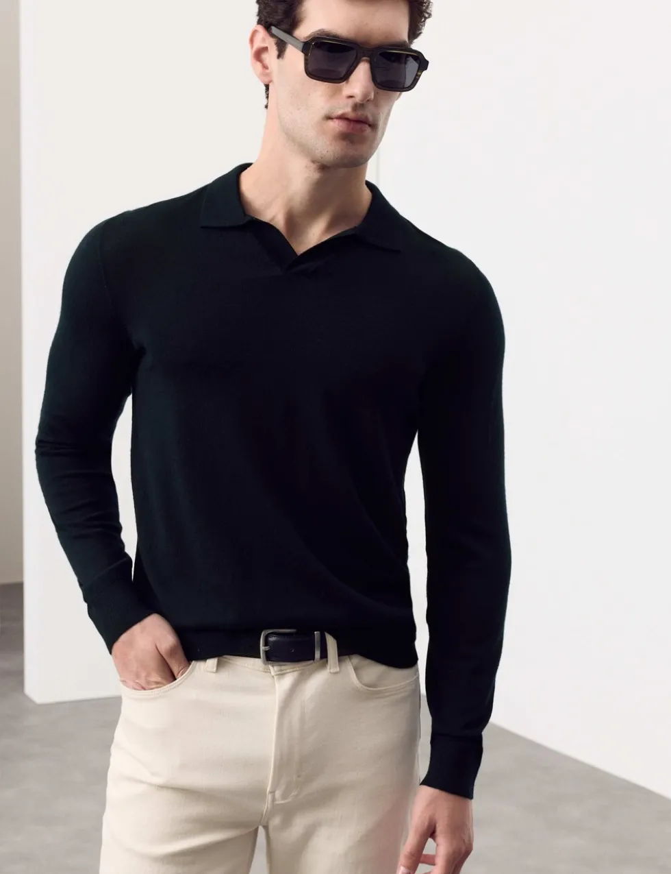 Pure Extra Fine Merino Wool Knitted Polo Shirt