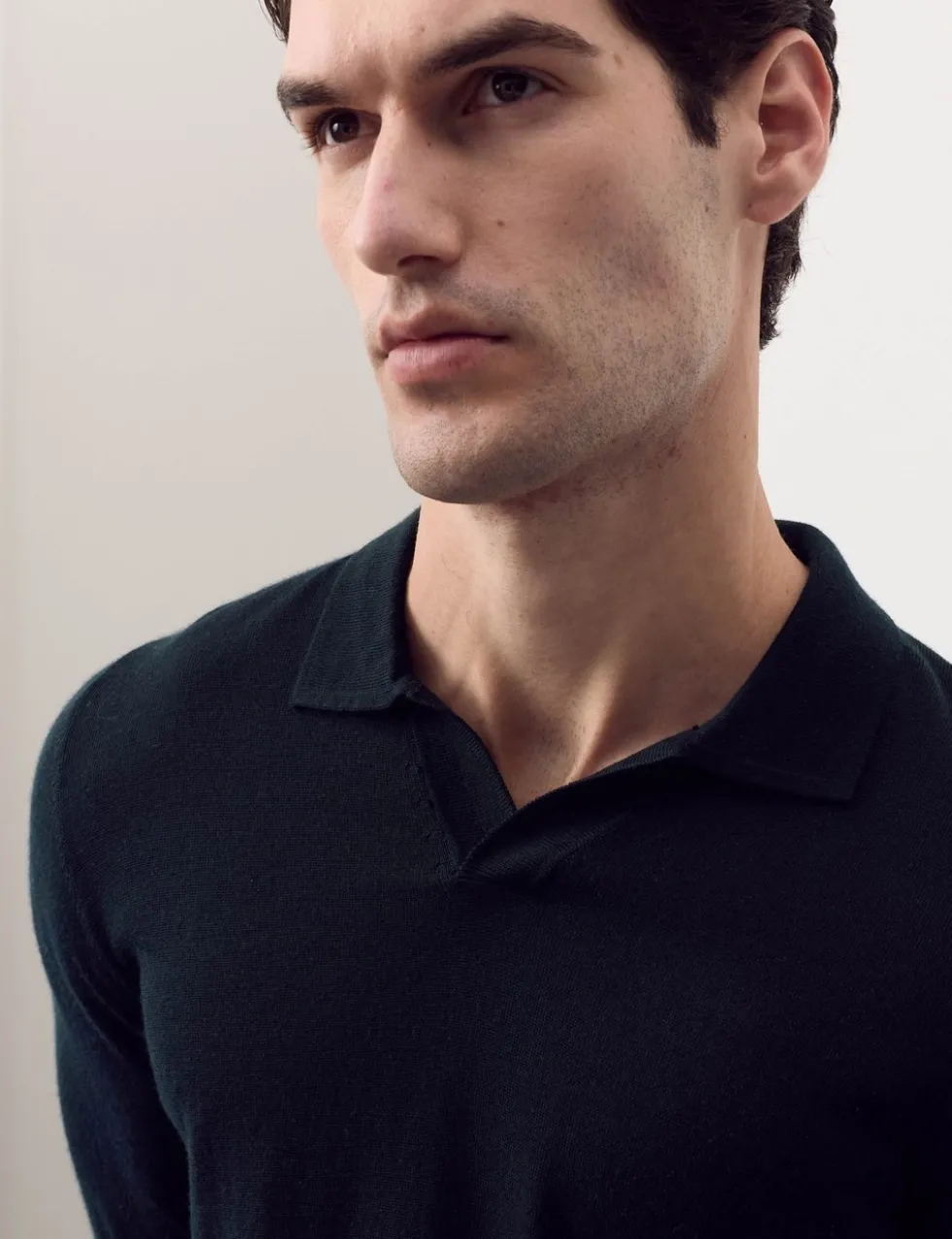 Pure Extra Fine Merino Wool Knitted Polo Shirt
