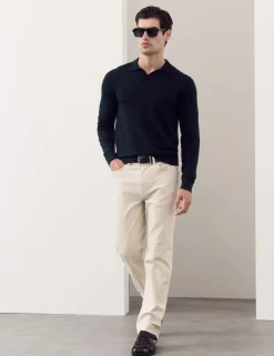 Pure Extra Fine Merino Wool Knitted Polo Shirt