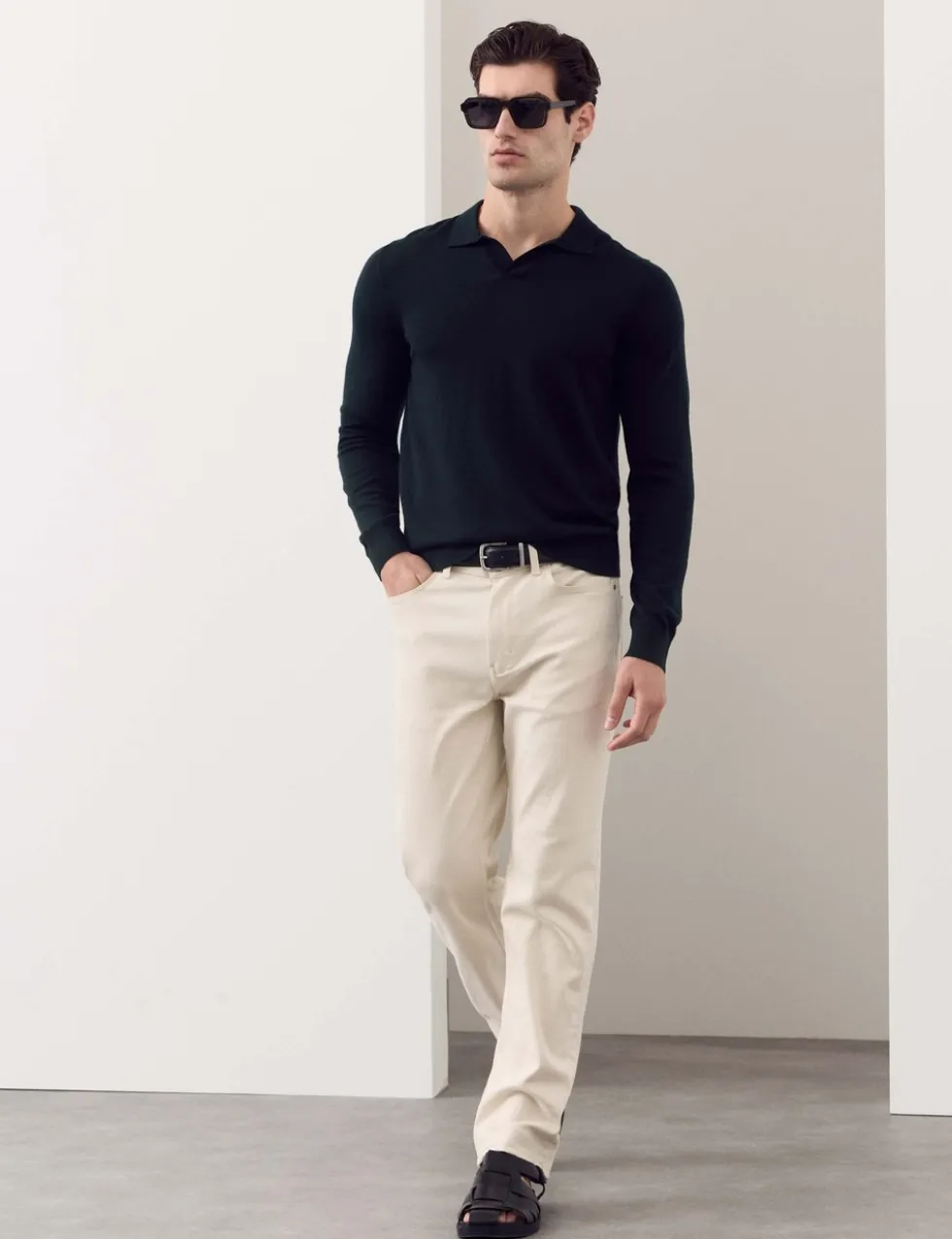 Pure Extra Fine Merino Wool Knitted Polo Shirt