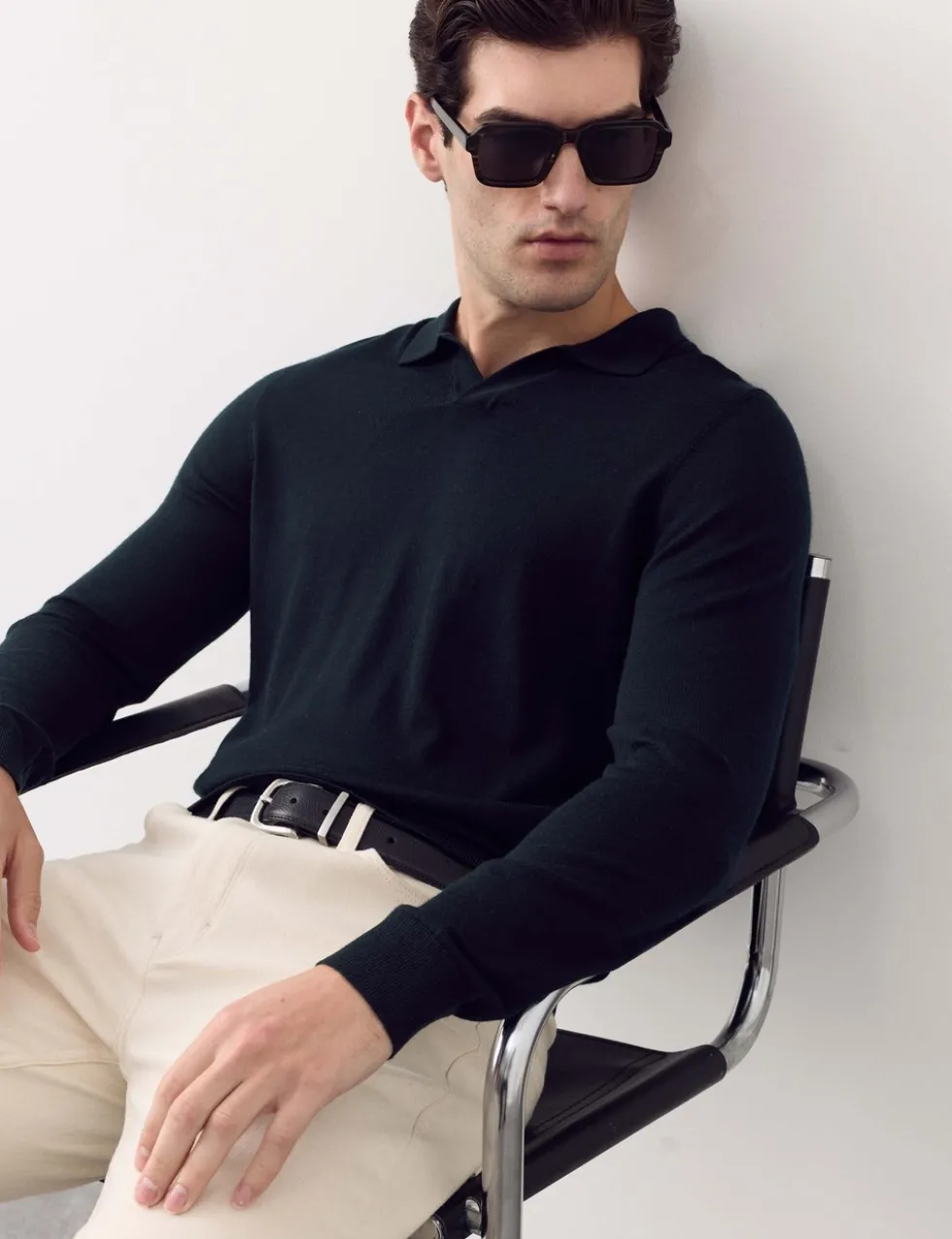 Pure Extra Fine Merino Wool Knitted Polo Shirt