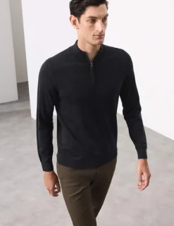 Pure Extra Fine Merino Wool Half Zip Jumper