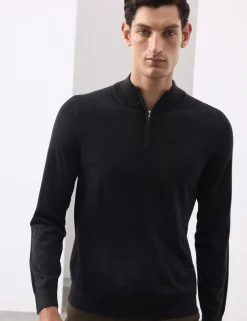 Pure Extra Fine Merino Wool Half Zip Jumper