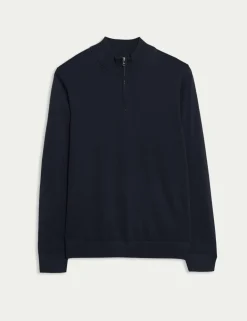 Pure Extra Fine Merino Wool Half Zip Jumper